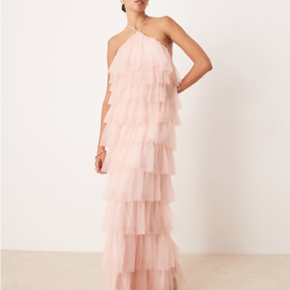 Elegant Blush Layered Maxi Dress